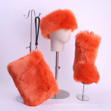 Superstarer Ladies Fur Winter Boots Wholesale Women Multi Color Snow Fur Boot Set with Headband and Purse